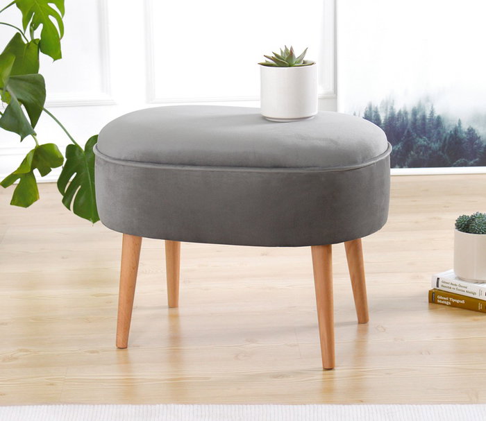 Atelier Del Sofa Moile - Puf de terciopelo Gris